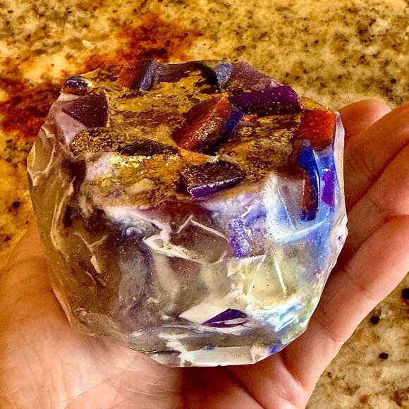 Crystal Soaps, Set 3 Jumbo Soaps, Rock Gem Soap Bars 9oz ea. Handmade Gift, Soap - Picture 8 of 15